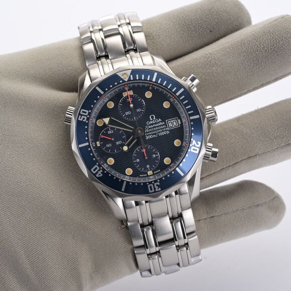 OMEGA Seamaster Diver 2599.8 Professional 41mm Chronograph Blue Men's Watch - Picture 2 of 13